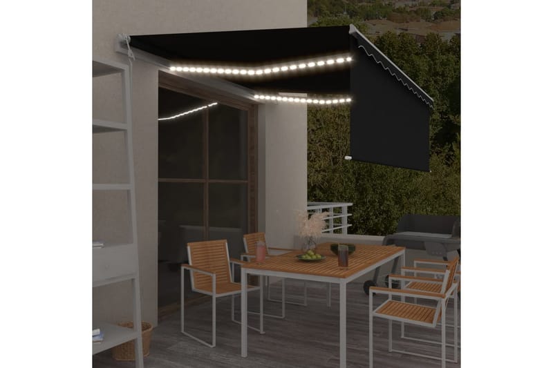 Sisäänkelattava markiisi verho/LED/tuulisens 4x3 m - Puutarhakalusteet - Aurinkosuoja - Markiisi