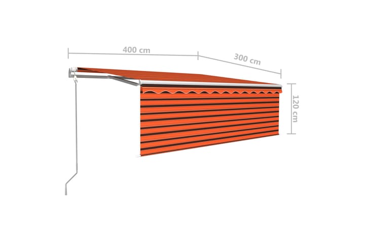 Sisäänkelattava markiisi verho/LED/tuulisens 4x3 m - Markiisi
 - Ikkunamarkiisi - Ikkunatarvikkeet