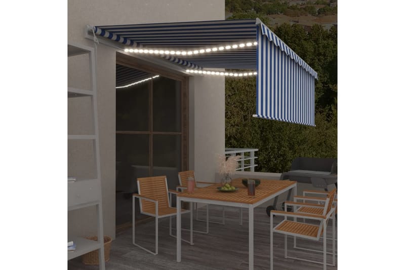 Sisäänkelattava markiisi verho/LED/tuulisens. 4x3 m - Puutarhakalusteet - Aurinkosuoja - Markiisi