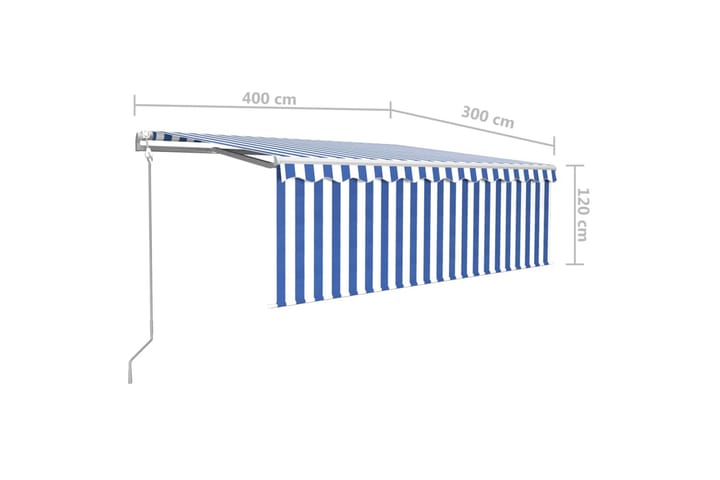 Sisäänkelattava markiisi verho/LED/tuulisens. 4x3 m - Markiisi
 - Ikkunamarkiisi - Ikkunatarvikkeet