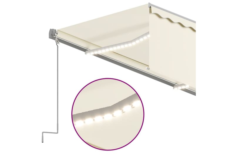 Sisäänkelattava markiisi verho/LED/tuulisensori 3x2,5 m - Kerma - Puutarhakalusteet - Aurinkosuoja - Markiisi