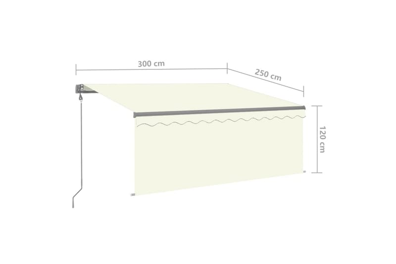 Sisäänkelattava markiisi verho/LED/tuulisensori 3x2,5 m - Kerma - Markiisi
 - Ikkunamarkiisi - Ikkunatarvikkeet