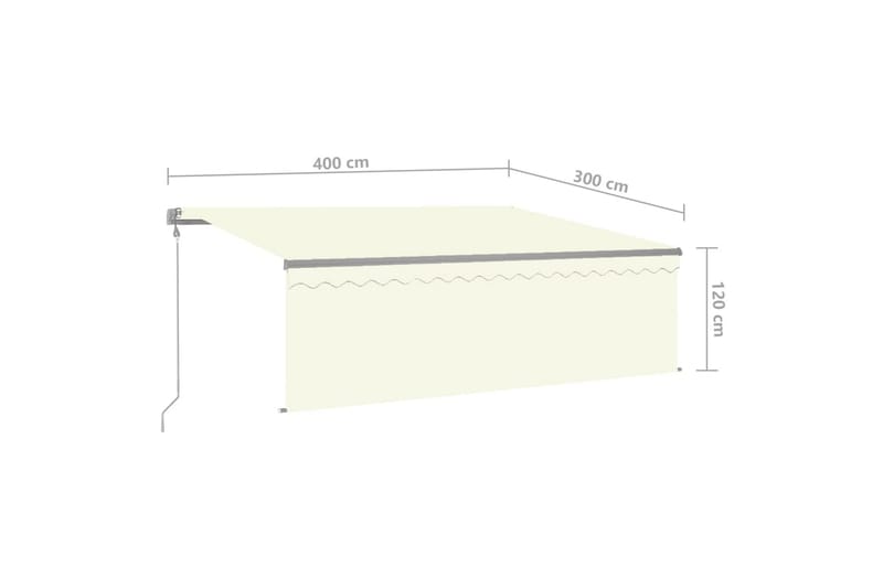Sisäänkelattava markiisi verho/LED/tuulisensori 4x3 m - Kerma - Puutarhakalusteet - Aurinkosuoja - Markiisi