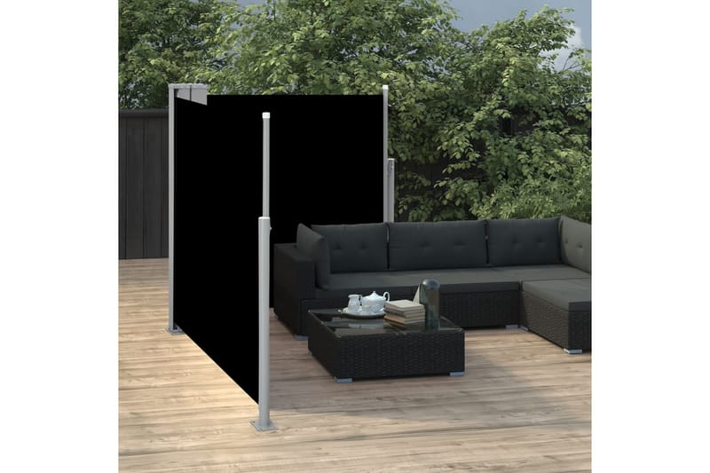 Sisäänvedettävä sivumarkiisi 100x600 cm musta - Musta - Puutarhakalusteet - Aurinkosuoja - Markiisi
 - Parvekemarkiisi