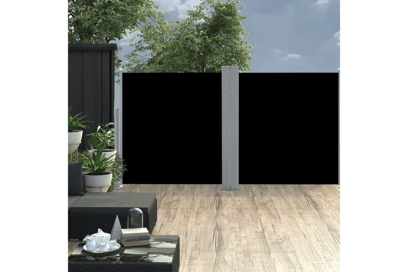 Sisäänvedettävä sivumarkiisi 100x600 cm musta - Musta - Puutarhakalusteet - Aurinkosuoja - Markiisi
 - Parvekemarkiisi