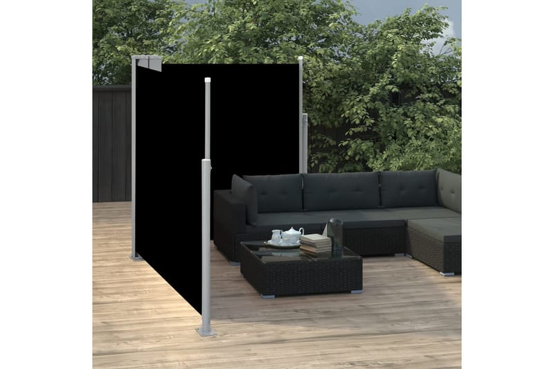 Sisäänvedettävä sivumarkiisi 140x600 cm musta - Musta - Puutarhakalusteet - Aurinkosuoja - Markiisi
 - Parvekemarkiisi