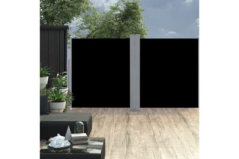 Sisäänvedettävä sivumarkiisi 140x600 cm musta - Musta - Puutarhakalusteet - Aurinkosuoja - Markiisi
 - Parvekemarkiisi