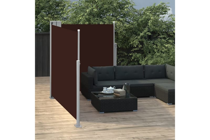 Sisäänvedettävä sivumarkiisi 140x600 cm ruskea - Ruskea - Puutarhakalusteet - Aurinkosuoja - Markiisi
 - Parvekemarkiisi