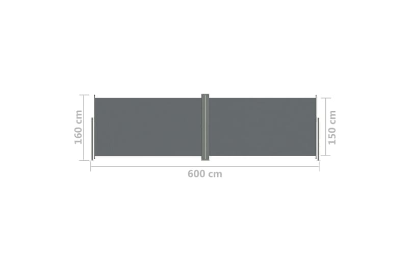 Sisäänvedettävä sivumarkiisi antrasiitti 160x600 cm - Antrasiitti - Puutarhakalusteet - Aurinkosuoja - Markiisi
 - Parvekemarkiisi