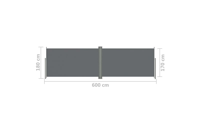 Sisäänvedettävä sivumarkiisi antrasiitti 180x600 cm - Antrasiitti - Puutarhakalusteet - Aurinkosuoja - Markiisi
 - Parvekemarkiisi
