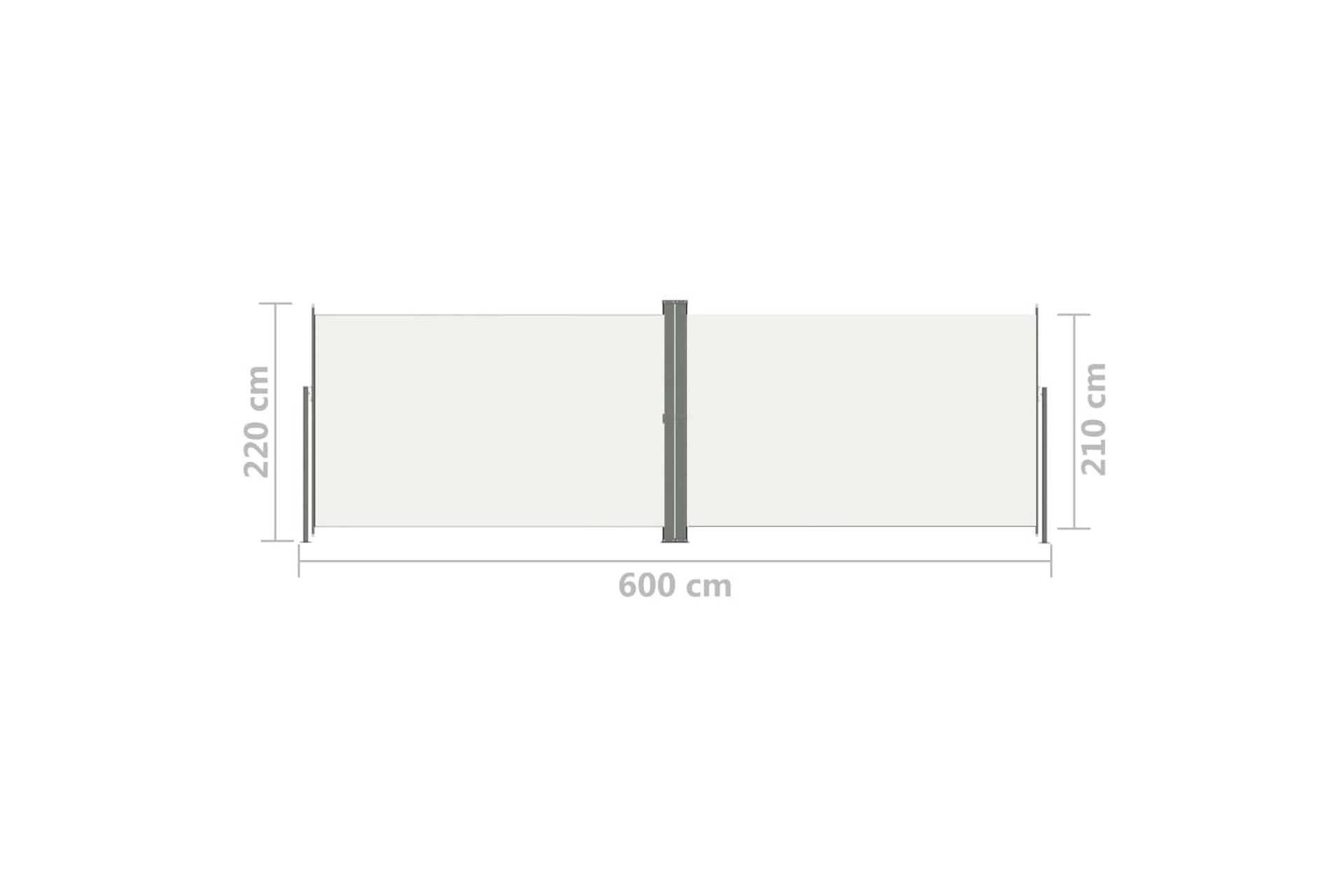 Sisäänvedettävä sivumarkiisi kerma 220x600 cm - Kerma - Puutarhakalusteet - Aurinkosuoja - Markiisi
 - Parvekemarkiisi