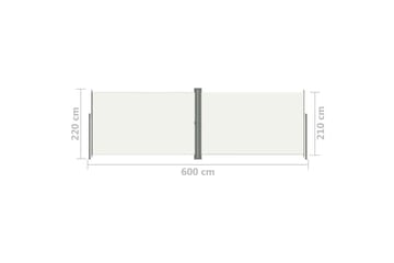 Sisäänvedettävä sivumarkiisi kerma 220x600 cm - Kerma - Puutarhakalusteet - Aurinkosuoja - Markiisi
 - Parvekemarkiisi
