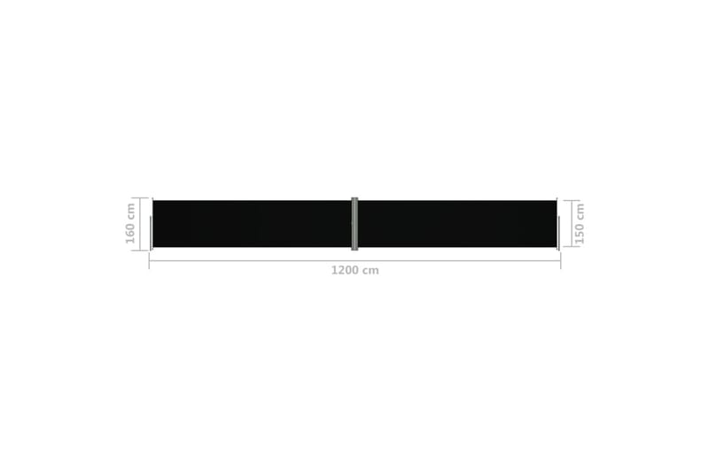 Sisäänvedettävä sivumarkiisi musta 160x1200 cm - Musta - Puutarhakalusteet - Aurinkosuoja - Markiisi
 - Parvekemarkiisi
