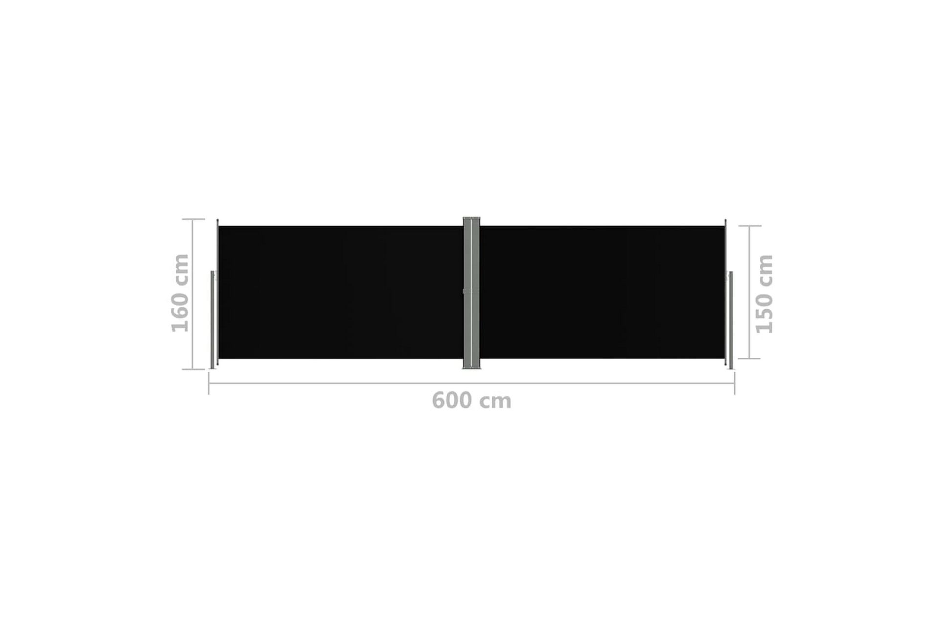 Sisäänvedettävä sivumarkiisi musta 160x600 cm - Musta - Puutarhakalusteet - Aurinkosuoja - Markiisi
 - Parvekemarkiisi