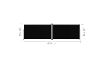 Sisäänvedettävä sivumarkiisi musta 160x600 cm - Musta - Puutarhakalusteet - Aurinkosuoja - Markiisi
 - Parvekemarkiisi