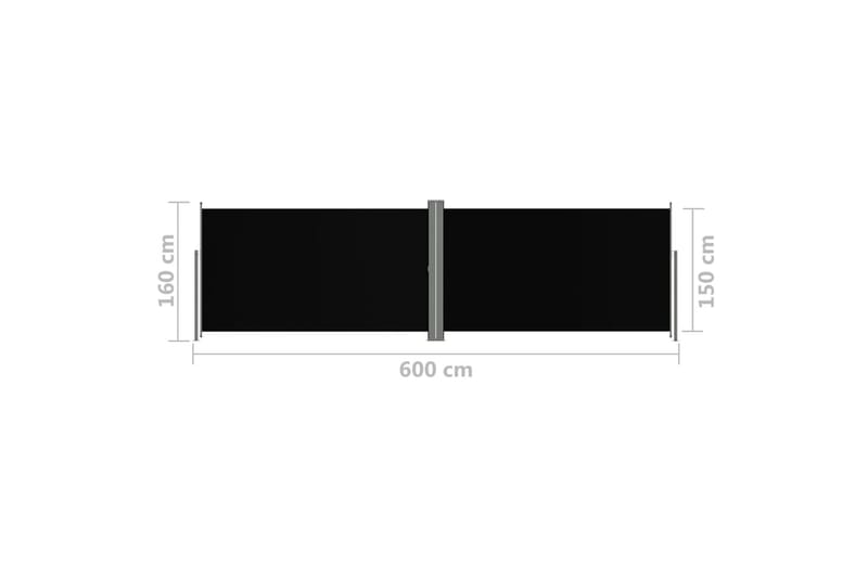 Sisäänvedettävä sivumarkiisi musta 160x600 cm - Musta - Puutarhakalusteet - Aurinkosuoja - Markiisi
 - Parvekemarkiisi