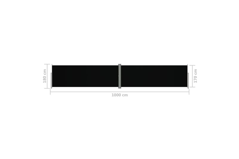 Sisäänvedettävä sivumarkiisi musta 180x1000 cm - Musta - Puutarhakalusteet - Aurinkosuoja - Markiisi
 - Parvekemarkiisi