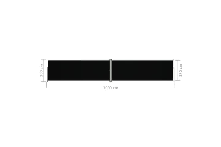 Sisäänvedettävä sivumarkiisi musta 180x1000 cm - Musta - Parvekemarkiisi - Ikkunatarvikkeet - Sivumarkiisi - Markiisi