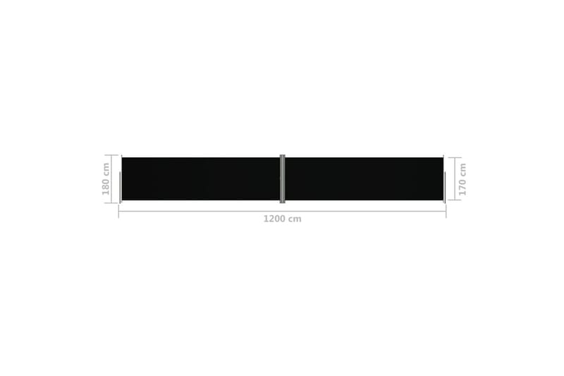 Sisäänvedettävä sivumarkiisi musta 180x1200 cm - Musta - Puutarhakalusteet - Aurinkosuoja - Markiisi
 - Parvekemarkiisi