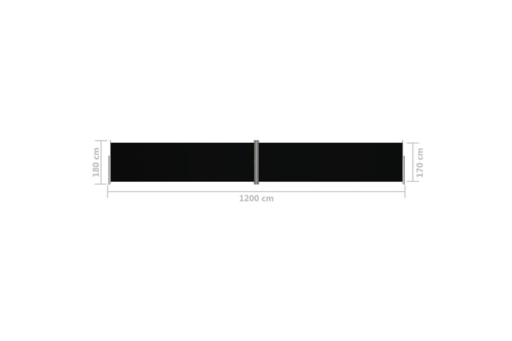 Sisäänvedettävä sivumarkiisi musta 180x1200 cm - Musta - Parvekemarkiisi - Ikkunatarvikkeet - Sivumarkiisi - Markiisi