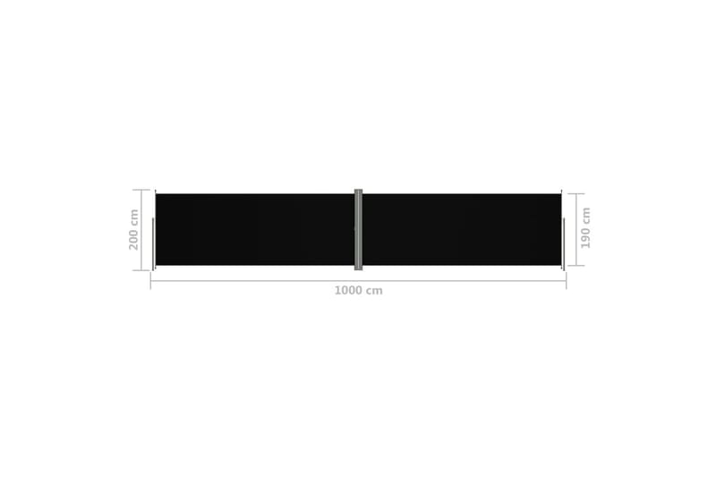 Sisäänvedettävä sivumarkiisi musta 200x1000 cm - Musta - Puutarhakalusteet - Aurinkosuoja - Markiisi
 - Parvekemarkiisi