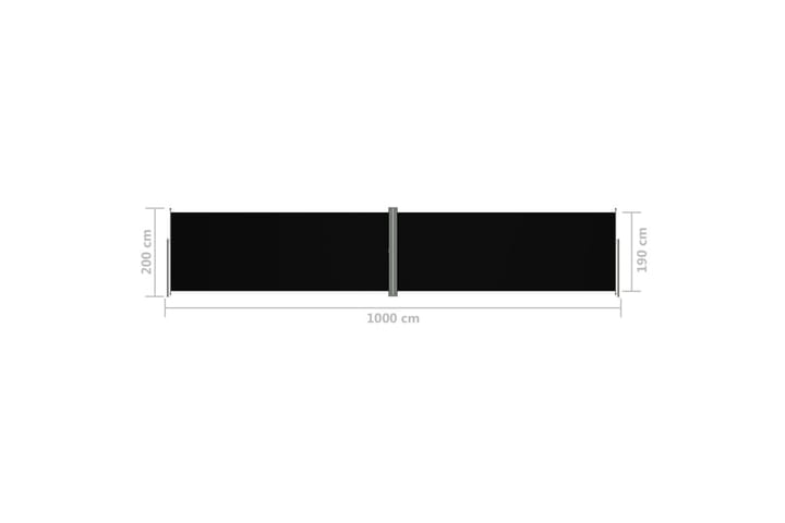 Sisäänvedettävä sivumarkiisi musta 200x1000 cm - Musta - Parvekemarkiisi - Markiisi
 - Sivumarkiisi - Ikkunatarvikkeet