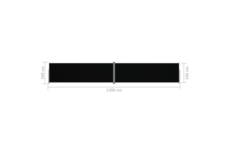 Sisäänvedettävä sivumarkiisi musta 200x1200 cm - Musta - Puutarhakalusteet - Aurinkosuoja - Markiisi
 - Parvekemarkiisi
