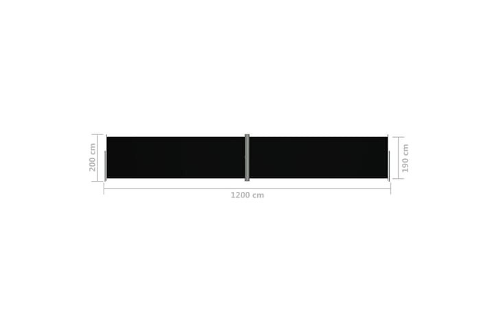 Sisäänvedettävä sivumarkiisi musta 200x1200 cm - Musta - Parvekemarkiisi - Ikkunatarvikkeet - Sivumarkiisi - Markiisi