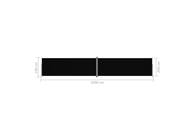 Sisäänvedettävä sivumarkiisi musta 220x1200 cm - Musta - Puutarhakalusteet - Aurinkosuoja - Markiisi
 - Parvekemarkiisi