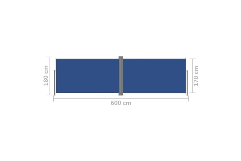 Sisäänvedettävä sivumarkiisi sininen 180x600 cm - Sininen - Puutarhakalusteet - Aurinkosuoja - Markiisi
 - Parvekemarkiisi