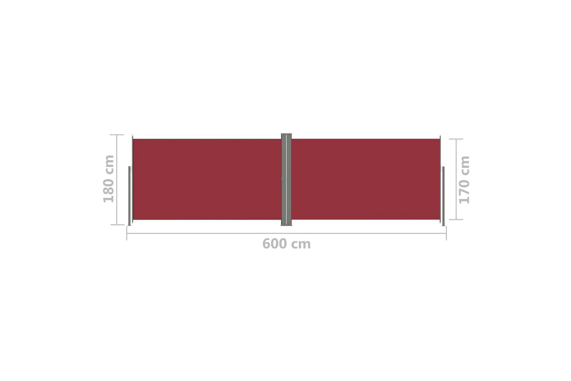 Sisäänvedettävä sivumarkiisi punainen 180x600 cm - Punainen - Puutarhakalusteet - Aurinkosuoja - Markiisi
 - Parvekemarkiisi