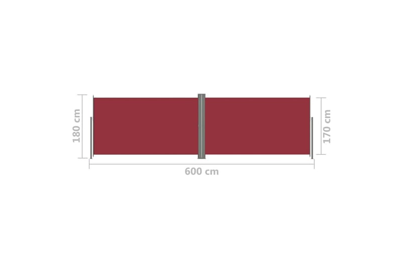 Sisäänvedettävä sivumarkiisi punainen 180x600 cm - Punainen - Puutarhakalusteet - Aurinkosuoja - Markiisi
 - Parvekemarkiisi