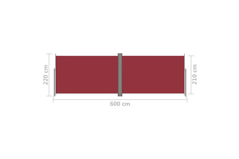 Sisäänvedettävä sivumarkiisi punainen 220x600 cm - Punainen - Puutarhakalusteet - Aurinkosuoja - Markiisi
 - Parvekemarkiisi