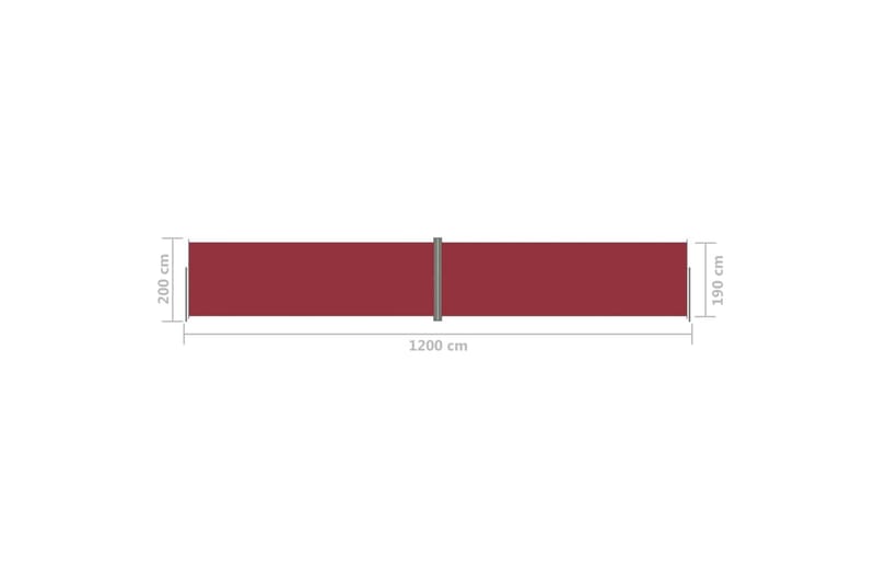 Sisäänvedettävä sivumarkiisi punainen 200x1200 cm - Punainen - Puutarhakalusteet - Aurinkosuoja - Markiisi
 - Parvekemarkiisi