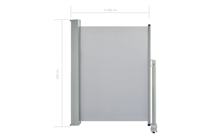 Sisäänvedettävä terassin sivumarkiisi 100 x 300 cm harmaa - Harmaa - Puutarhakalusteet - Aurinkosuoja - Markiisi
 - Parvekemarkiisi