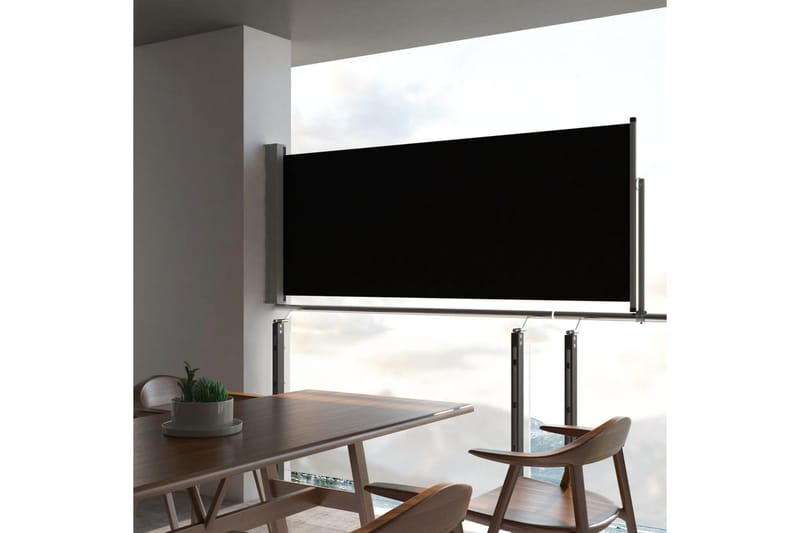 Sisäänvedettävä terassin sivumarkiisi 100 x 300 cm musta - Musta - Puutarhakalusteet - Aurinkosuoja - Markiisi
 - Parvekemarkiisi
