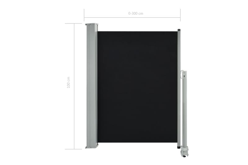 Sisäänvedettävä terassin sivumarkiisi 100 x 300 cm musta - Musta - Puutarhakalusteet - Aurinkosuoja - Markiisi
 - Parvekemarkiisi