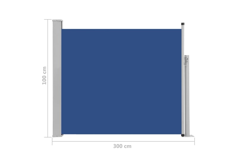Sisäänvedettävä terassin sivumarkiisi 100x300 cm sininen - Sininen - Puutarhakalusteet - Aurinkosuoja - Markiisi
 - Parvekemarkiisi