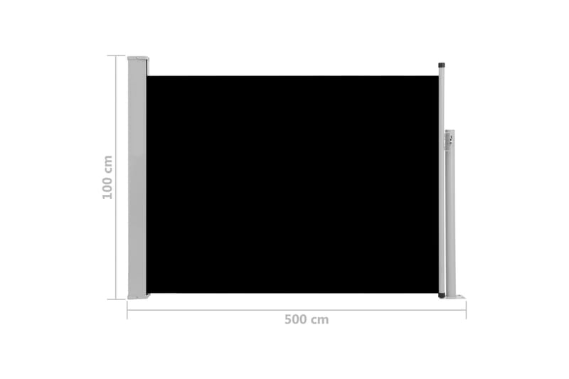 Sisäänvedettävä terassin sivumarkiisi 100x500 cm musta - Musta - Puutarhakalusteet - Aurinkosuoja - Markiisi
 - Parvekemarkiisi