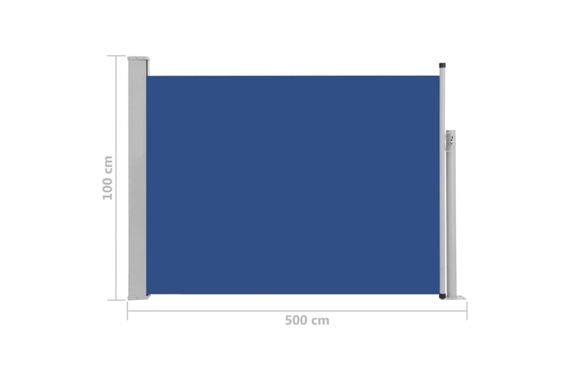 Sisäänvedettävä terassin sivumarkiisi 100x500 cm sininen - Sininen - Puutarhakalusteet - Aurinkosuoja - Markiisi
 - Parvekemarkiisi