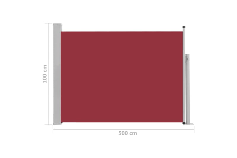 Sisäänvedettävä terassin sivumarkiisi 100x500 cm punainen - Punainen - Puutarhakalusteet - Aurinkosuoja - Markiisi
 - Parvekemarkiisi