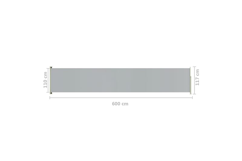 Sisäänvedettävä terassin sivumarkiisi 117x600 cm harmaa - Harmaa - Puutarhakalusteet - Aurinkosuoja - Markiisi
 - Parvekemarkiisi