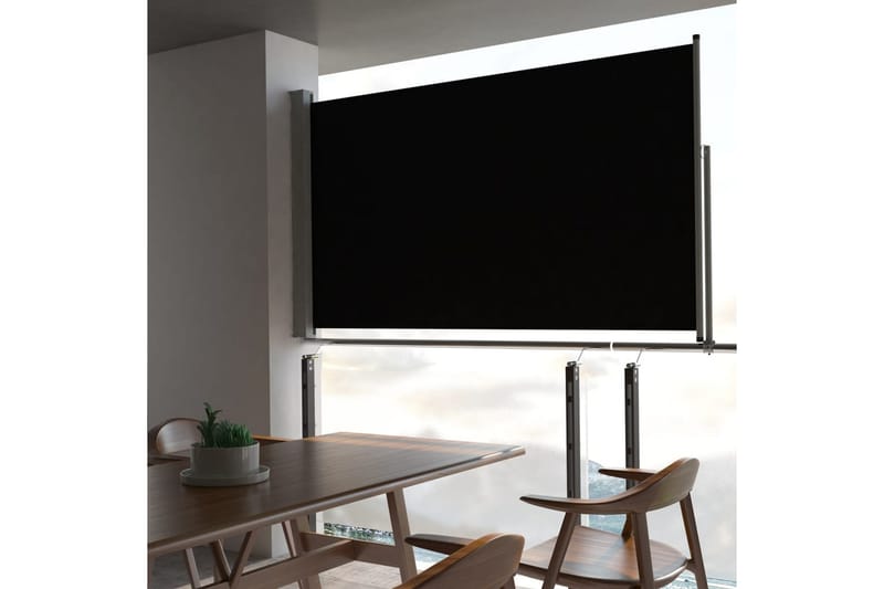 Sisäänvedettävä terassin sivumarkiisi 140 x 300 cm musta - Musta - Puutarhakalusteet - Aurinkosuoja - Markiisi
 - Parvekemarkiisi