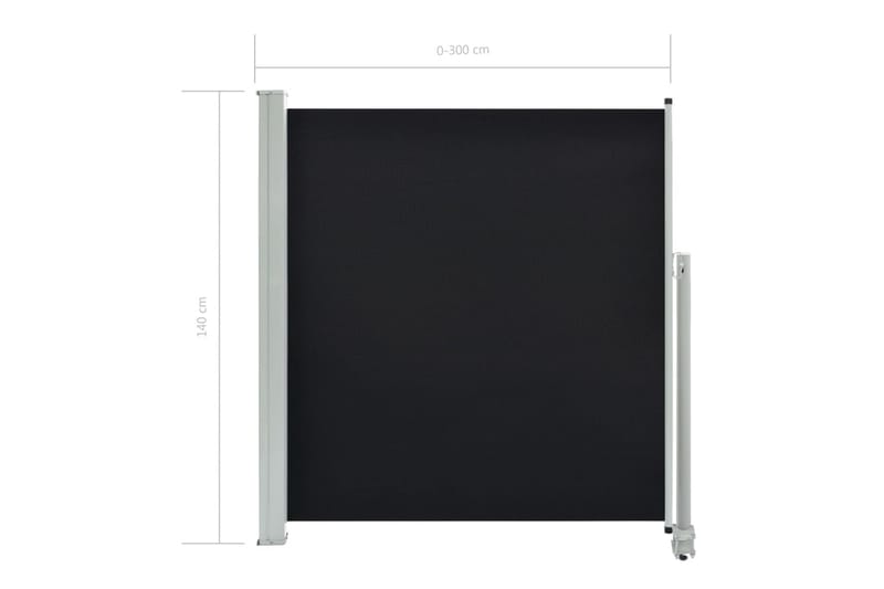 Sisäänvedettävä terassin sivumarkiisi 140 x 300 cm musta - Musta - Puutarhakalusteet - Aurinkosuoja - Markiisi
 - Parvekemarkiisi