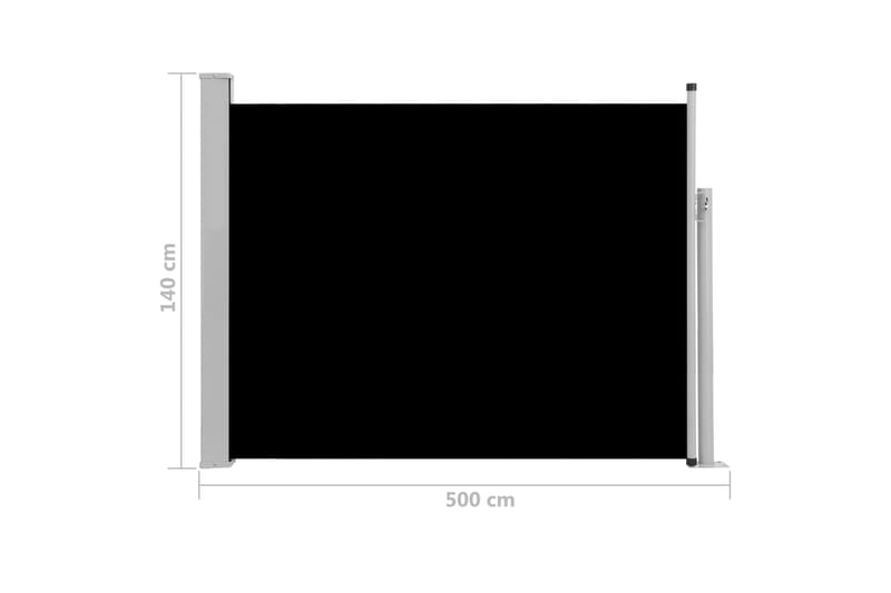 Sisäänvedettävä terassin sivumarkiisi 140x500 cm musta - Musta - Puutarhakalusteet - Aurinkosuoja - Markiisi
 - Parvekemarkiisi