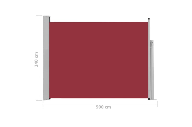 Sisäänvedettävä terassin sivumarkiisi 140x500 cm punainen - Punainen - Puutarhakalusteet - Aurinkosuoja - Markiisi
 - Parvekemarkiisi