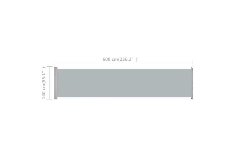 Sisäänvedettävä terassin sivumarkiisi 140x600 cm harmaa - Harmaa - Puutarhakalusteet - Aurinkosuoja - Markiisi
 - Parvekemarkiisi