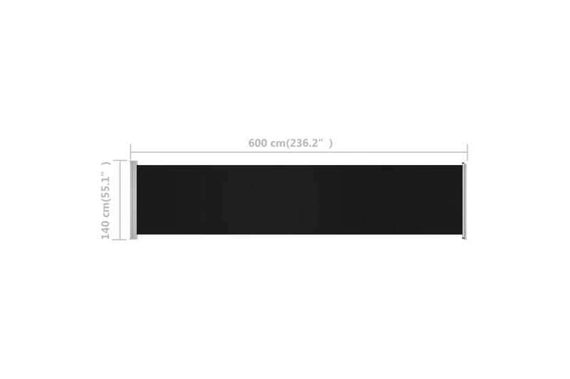 Sisäänvedettävä terassin sivumarkiisi 140x600 cm musta - Musta - Puutarhakalusteet - Aurinkosuoja - Markiisi
 - Parvekemarkiisi