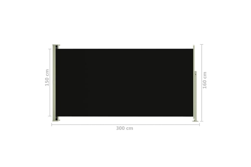 Sisäänvedettävä terassin sivumarkiisi 160x300 cm musta - Musta - Puutarhakalusteet - Aurinkosuoja - Markiisi
 - Parvekemarkiisi