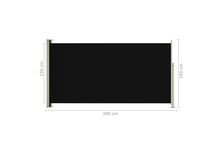 Sisäänvedettävä terassin sivumarkiisi 160x300 cm musta - Musta - Parvekemarkiisi - Markiisi
 - Sivumarkiisi - Ikkunatarvikkeet